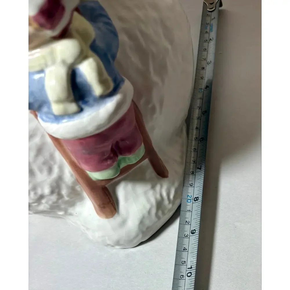 Vintage Cracker Barrel 12.5” Snowman Musical Figurine Ceramic Wind-up Frosty